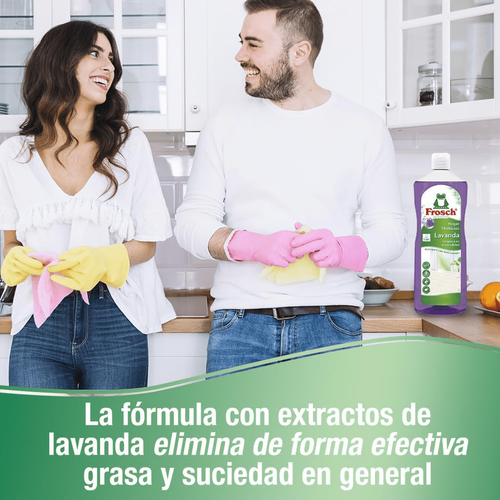 Frosch Limpiador Multiusos de Hogar con Extractos de Lavanda, Elimina la Grasa y la Suciedad en General, Higienizante Eficaz, Resultado Brillante y Duradero, 1L