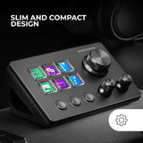 Mars Gaming MSD-TWO, Control Deck Compacto, 6 Teclas LCD Personalizables + 3 Botones, 3 Ruedas Multifuncionales, Control Deck Slim Ergonómico, Software de Control y Plug-ins, Windows y MacOS, Negro