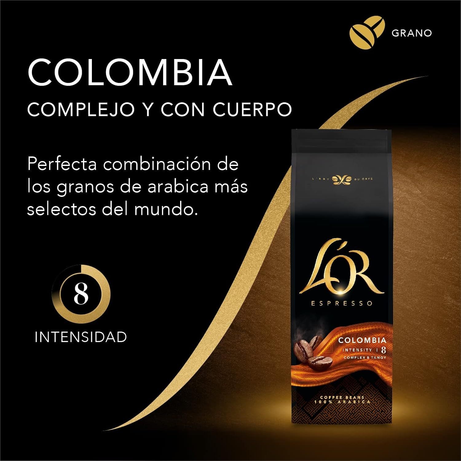 L'OR Espresso Colombia Café en Grano Natural 100% Arábica, Intensidad 8