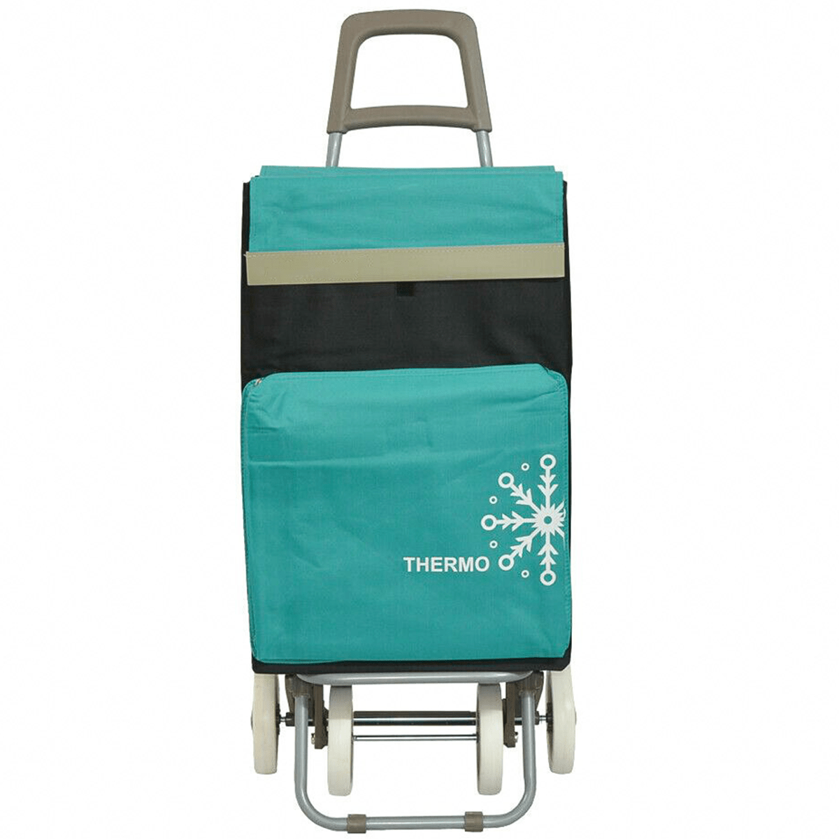 Carro Compra Plegable con Bolsillo Térmico para Congelados, Carro Plegable con Ruedas, Bolsillo Trasero con Cremallera, 2 Compartimentos Extra en Total, Con Capacidad de hasta 54 Litros y 40 Kg de Carga Máxima