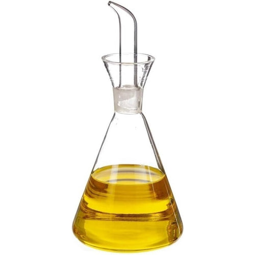 Aceitera Cónica Antigoteo de 250 ml, Cristal de borosilicato, adecuada para aceite, vinagres y salsas liquidas, 19x9 cm