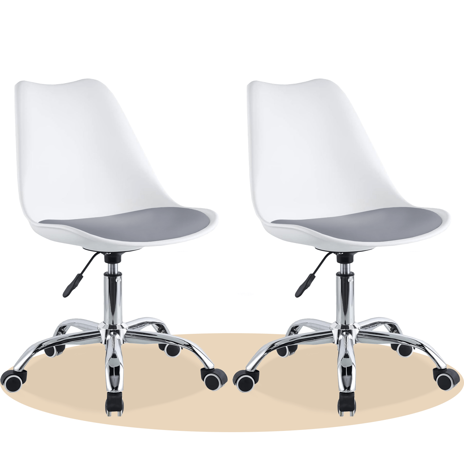 Silla Escritorio Ergonómica con Ruedas, Silla Oficina Giratoria con Altura Ajustable, Acolchada, Estilo Nórdico, Ideal para Estudio y Oficina