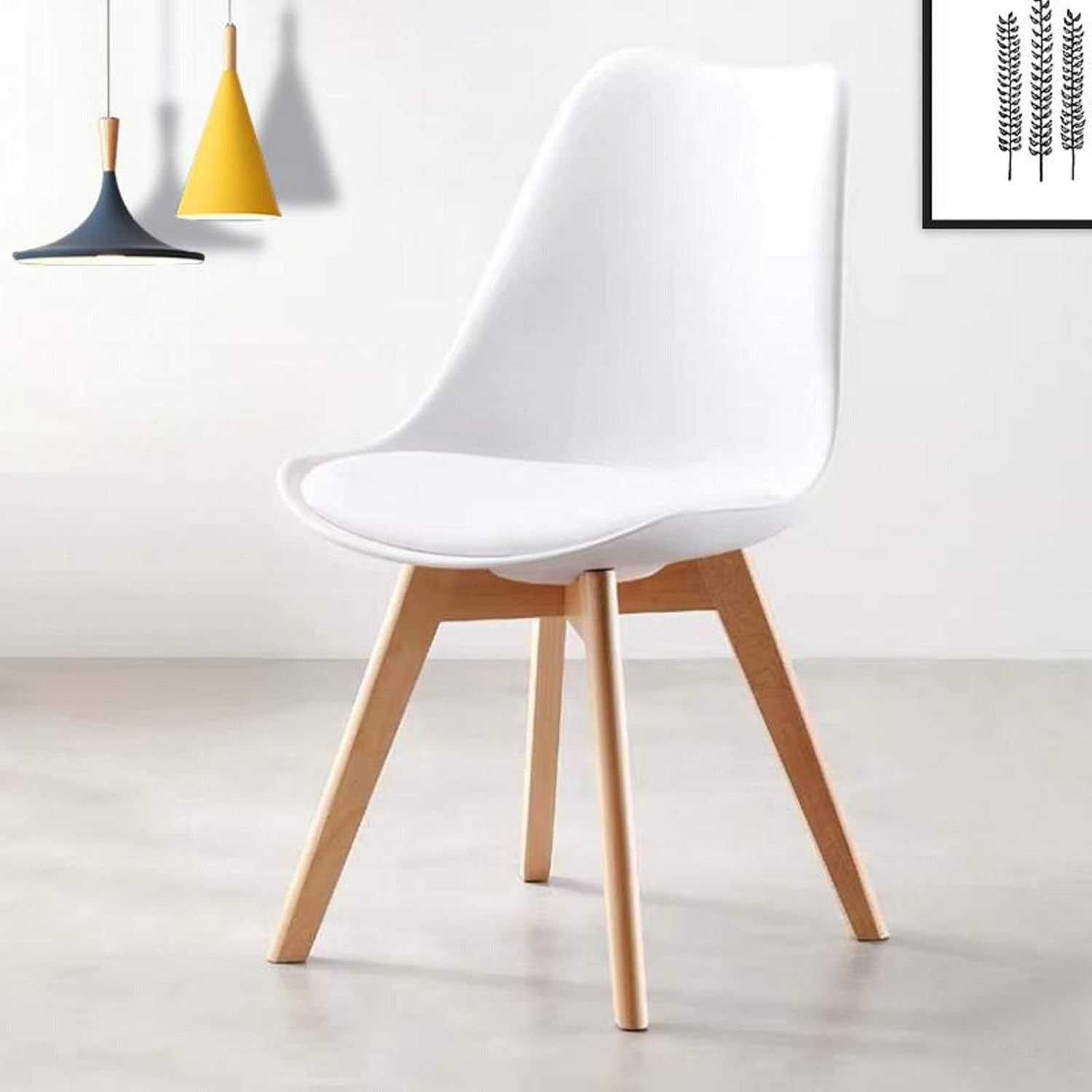 Sillas para Comedor, Sillas de Cocina con Asiento Blando, Tapizado y Patas Resistentes de Madera de Haya