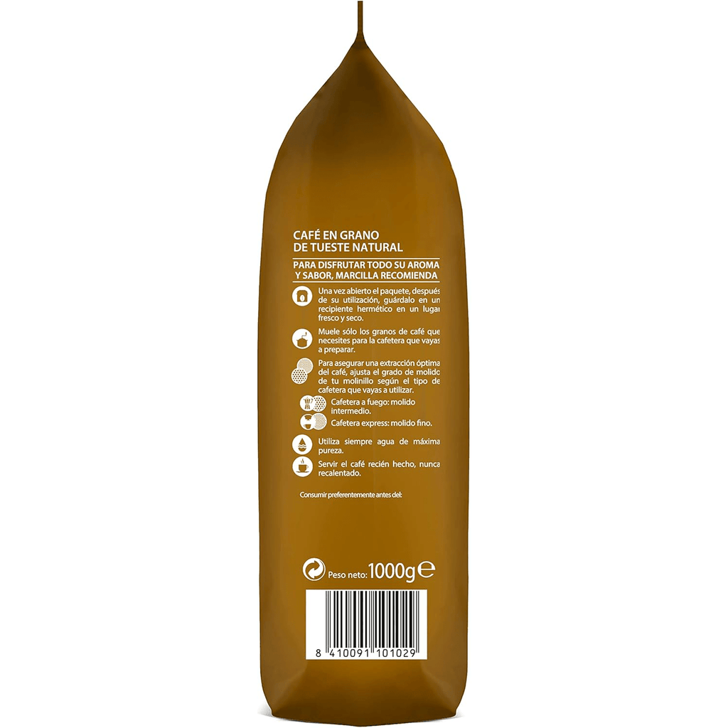 Marcilla Café Grano Tueste Natural y Orgánico Intenso y Profundo, Gran Aroma, Café en Grano Listo para ser Molido, 1Kg