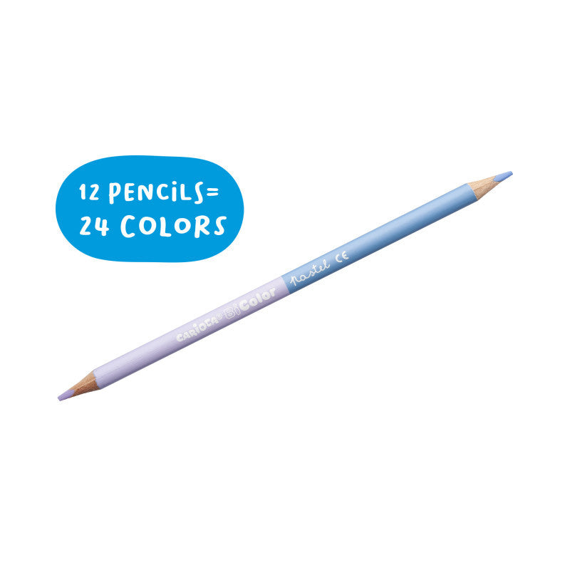 CARIOCA Lapices de Colores Pastel, Colores Pastel, Fáciles de Sacar Punta, Forma Triangular con Mina de Color de 3.3mm, Paquete de 12 Lápices con 24 Colores