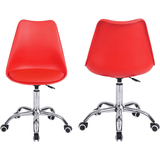 Silla Escritorio Ergonómica con Ruedas, Silla Oficina Giratoria con Altura Ajustable, Acolchada, Estilo Nórdico, Ideal para Estudio y Oficina