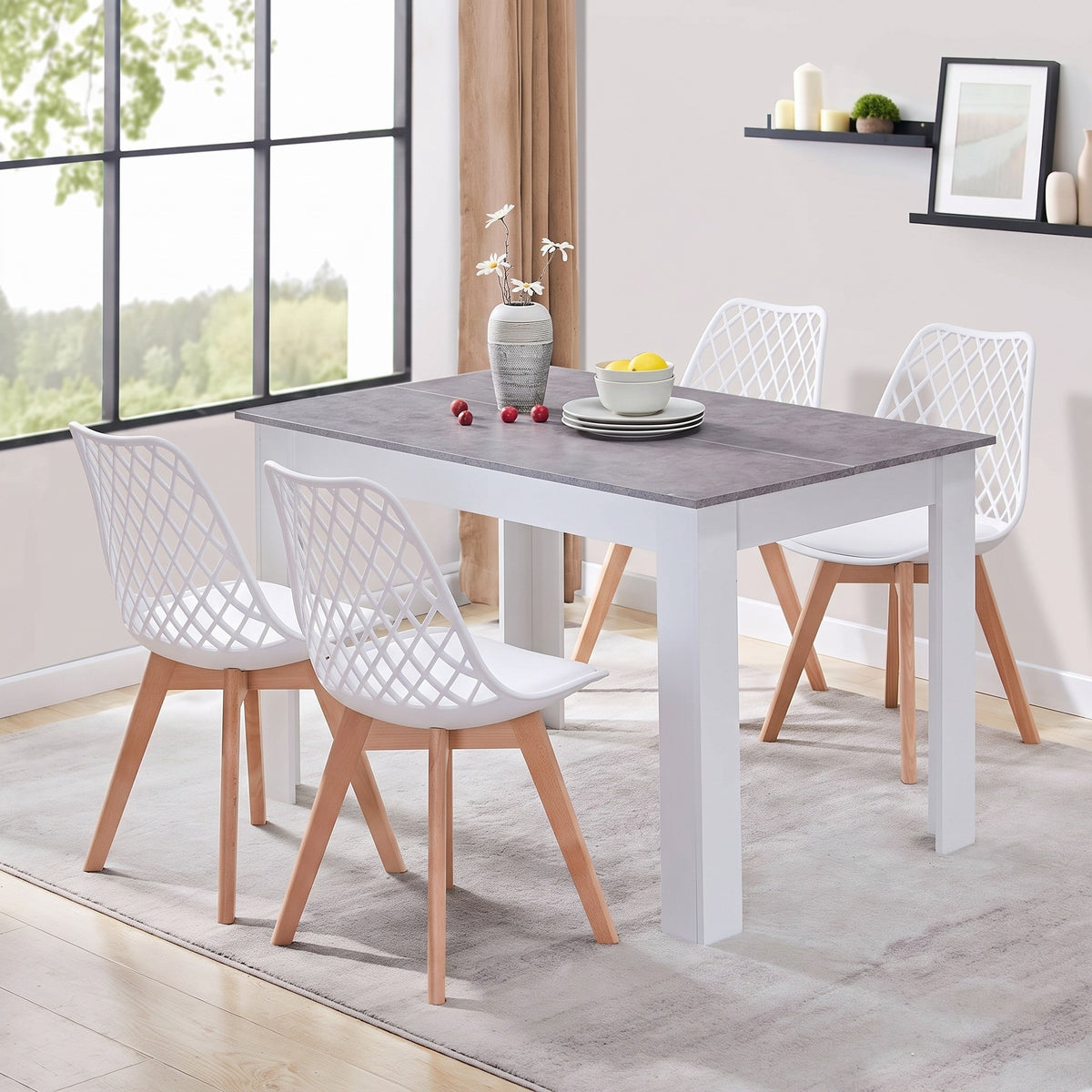 1/2/4/6 Unidad Sillas para Comedor, Sillas para Cocina con Asiento Blando, Tapizado y Patas Resistentes de Madera de Haya, Sillas Nórdicas con Diseño Tramado