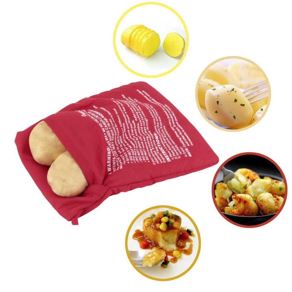 Bolsa Microondas Patatas, Ideal para Cocinar Patatas de Forma Rápida y Fácil en solo 4 Minutos, Bolsa para Cocinar en el Microondas, Ideal para Patatas, Maiz, Boniato, 23 x 20 cm
