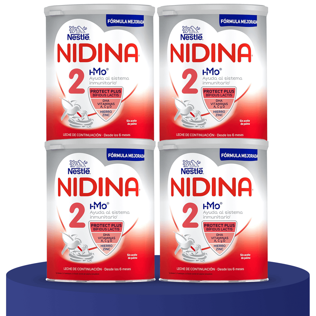 Nestlé NIDINA 2 Leche en Polvo Bebé, Leche de Continuación indicada para Bebés desde los 6 Meses, Contiene Bífidus Lactis, DHA, Hierro, Zinc y Vitaminas A, C y D, 800g por Bote