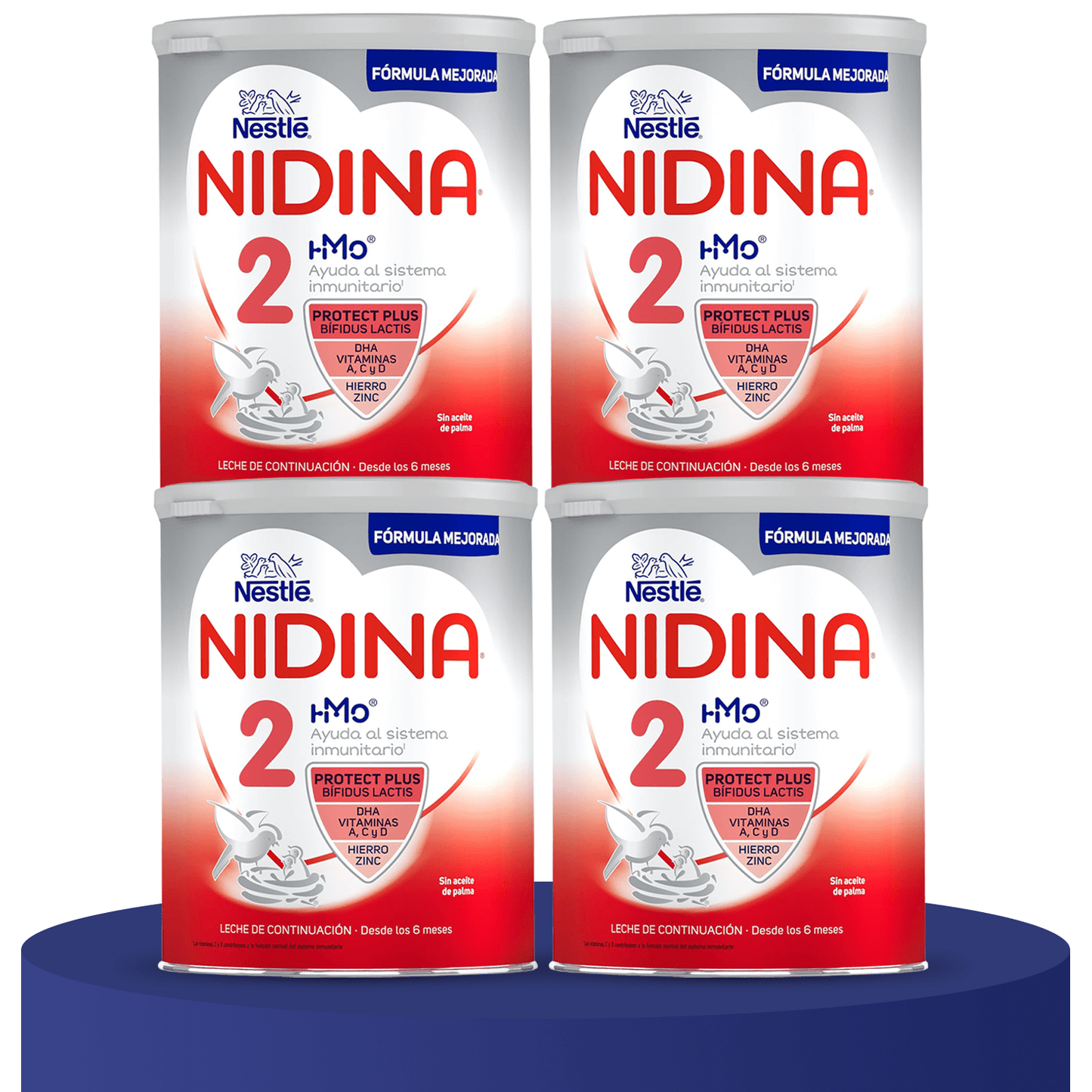 Nestlé NIDINA 2 Leche en Polvo Bebé, Leche de Continuación indicada para Bebés desde los 6 Meses, Contiene Bífidus Lactis, DHA, Hierro, Zinc y Vitaminas A, C y D, 800g por Bote