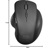 Mars Gaming MMWERGO, Ratón Inalámbrico Ergonómico, Sensor Óptico 3200 dpi, Switches Mecánicos KAILH, Ahorro Energía, Multiplataforma, PC, Mac, PS5, Xbox, Negro