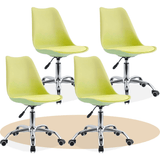 Silla Escritorio Ergonómica con Ruedas, Silla Oficina Giratoria con Altura Ajustable, Acolchada, Estilo Nórdico, Ideal para Estudio y Oficina