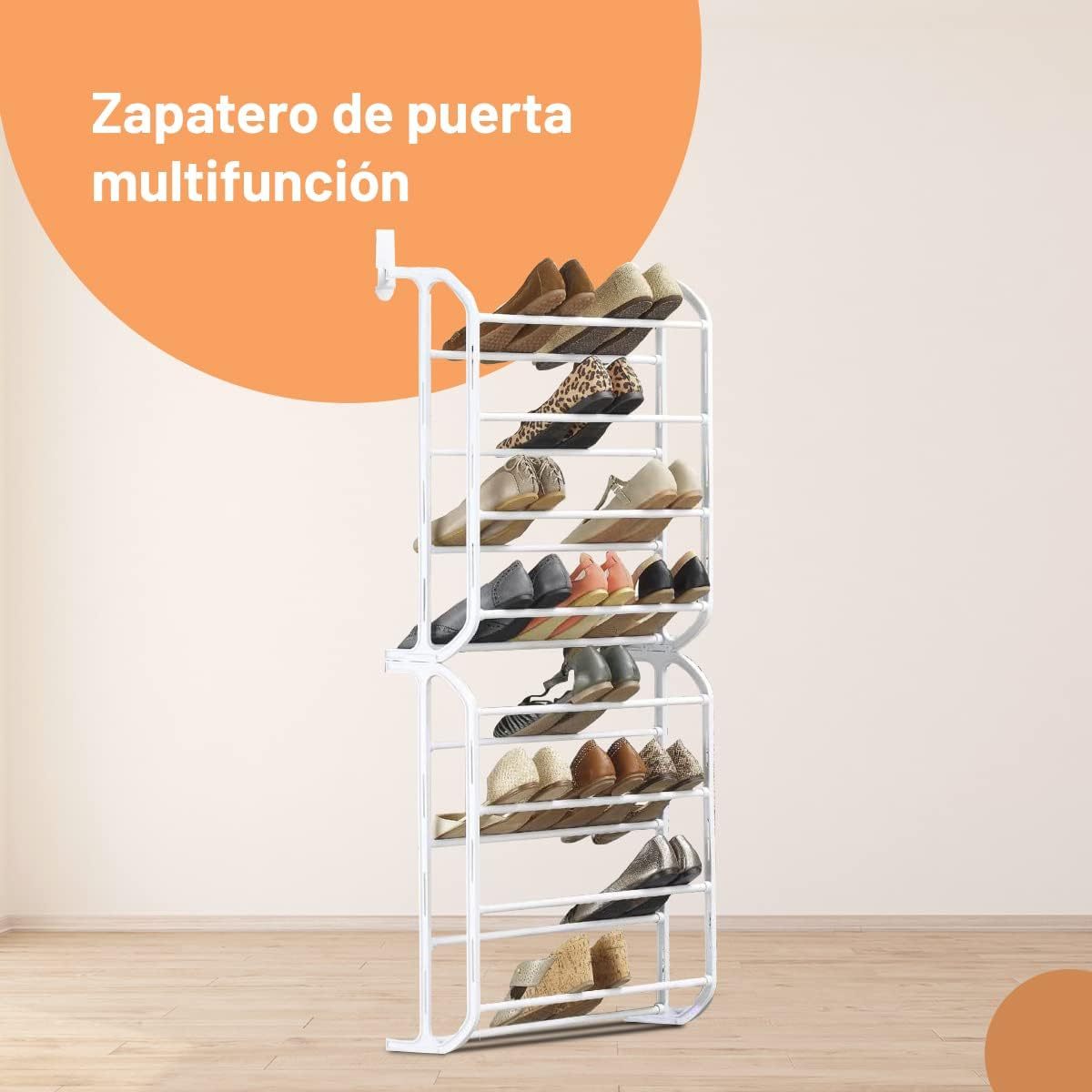 Zapateros Organizador Puerta con Capacidad hasta 24 Pares de Zapatos, Organizador Puerta, Zapatero de Puerta para Ahorrar Espacio, Multinivel, Resistente, Zapatero Colgante, Fácil de Montar, Construcción Robusta y Duradera, Ocupa poco Espacio