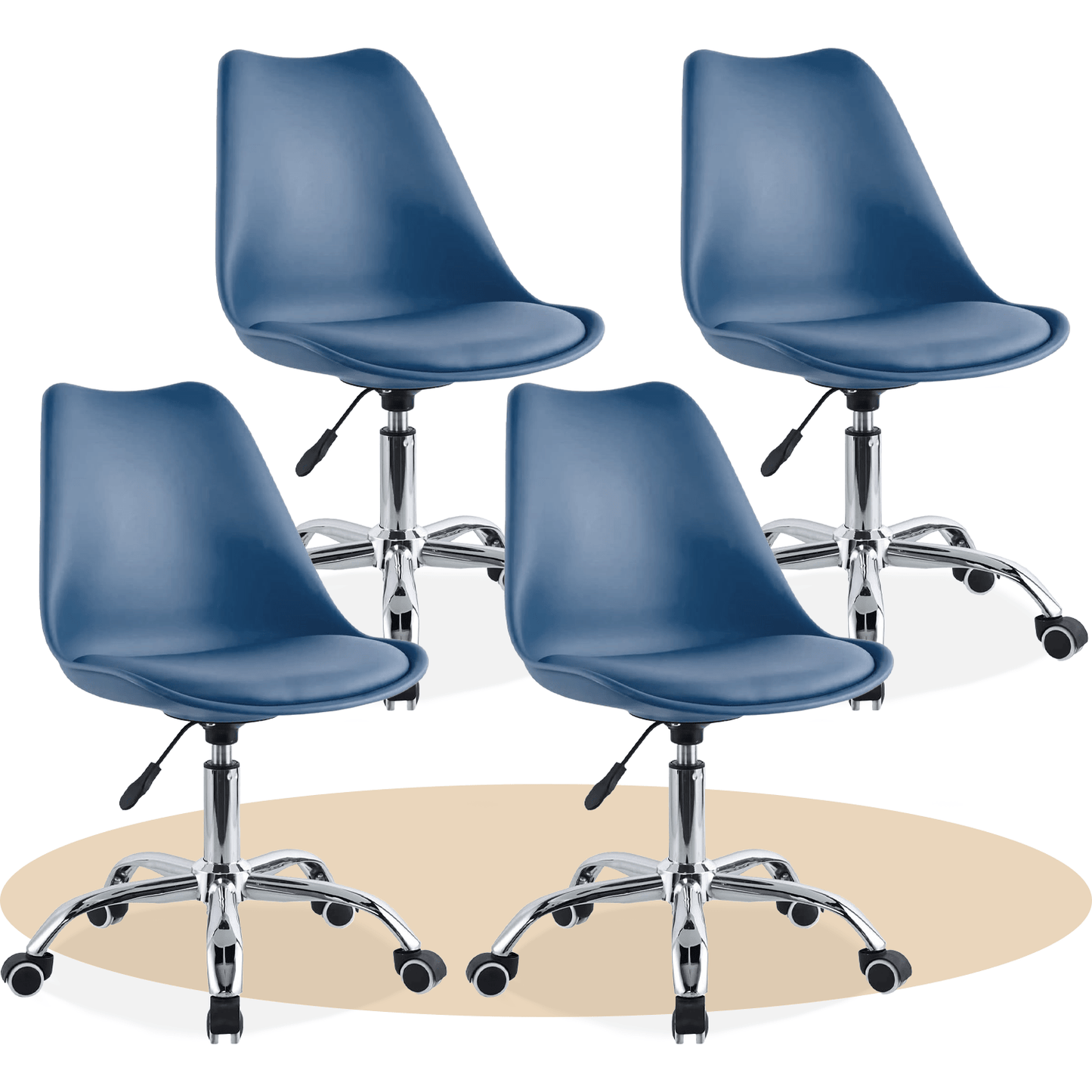 Silla Escritorio Ergonómica con Ruedas, Silla Oficina Giratoria con Altura Ajustable, Acolchada, Estilo Nórdico, Ideal para Estudio y Oficina