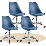 Silla Escritorio Ergonómica con Ruedas, Silla Oficina Giratoria con Altura Ajustable, Acolchada, Estilo Nórdico, Ideal para Estudio y Oficina