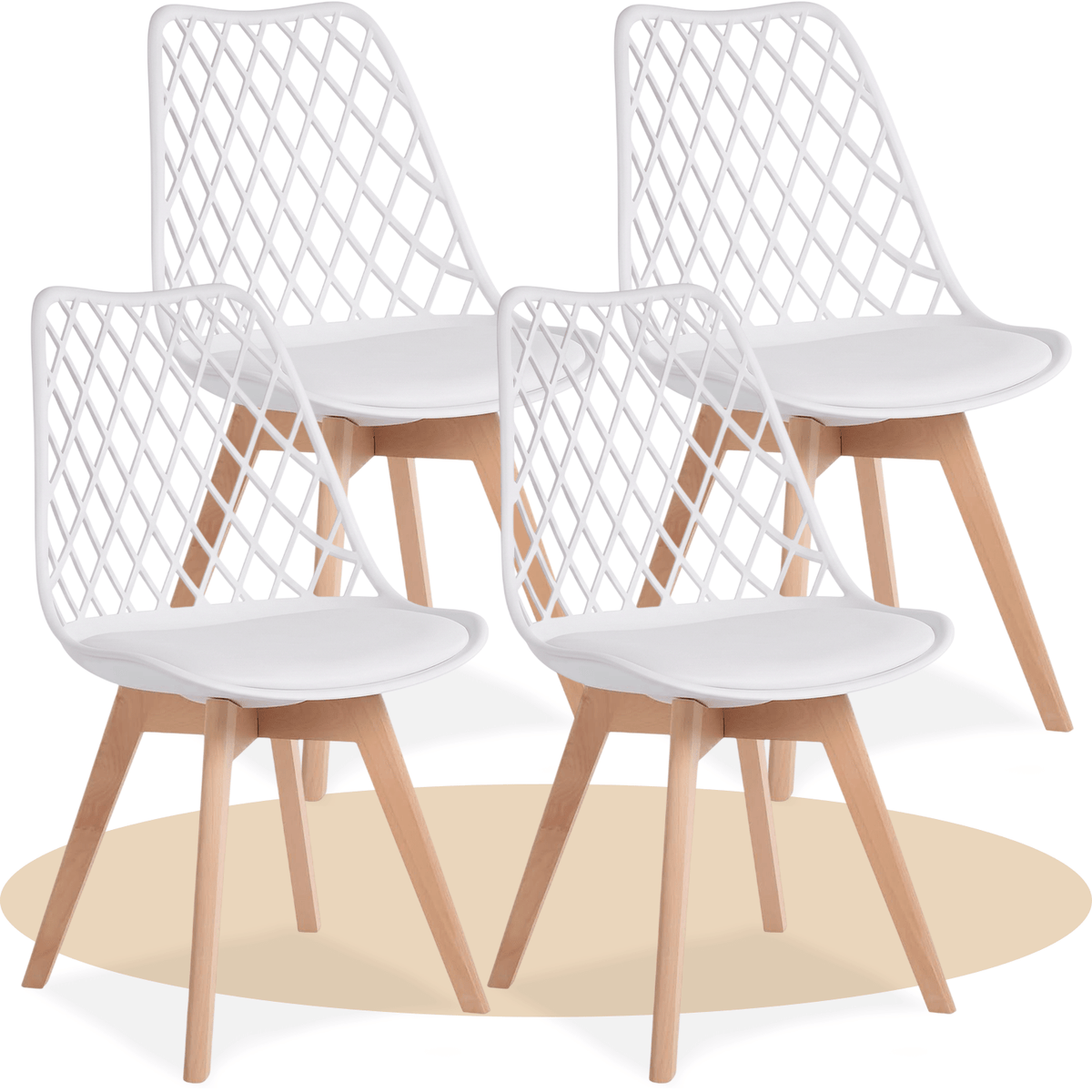 1/2/4/6 Unidad Sillas para Comedor, Sillas para Cocina con Asiento Blando, Tapizado y Patas Resistentes de Madera de Haya, Sillas Nórdicas con Diseño Tramado