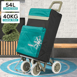 Carro Compra Plegable con Bolsillo Térmico para Congelados, Carro Plegable con Ruedas, Bolsillo Trasero con Cremallera, 2 Compartimentos Extra en Total, Con Capacidad de hasta 54 Litros y 40 Kg de Carga Máxima