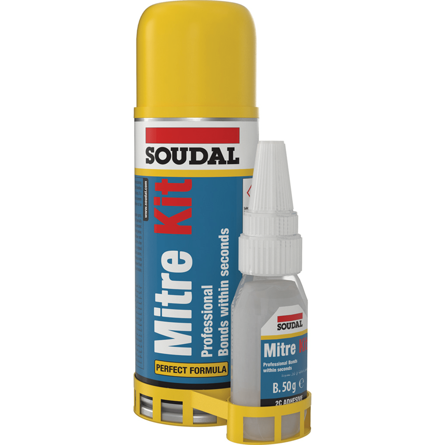 Soudal 2C, Kit de Pegamento Superadhesivo Profesional - 50g Ciano y Activador de 200ml