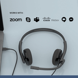 Creative HS-220 Cascos con Cable USB, Auriculares con Cable, Sonido Estéreo con Micrófono Giratorio y Supresión activa de Ruido USB, Control remoto, Casco Negro