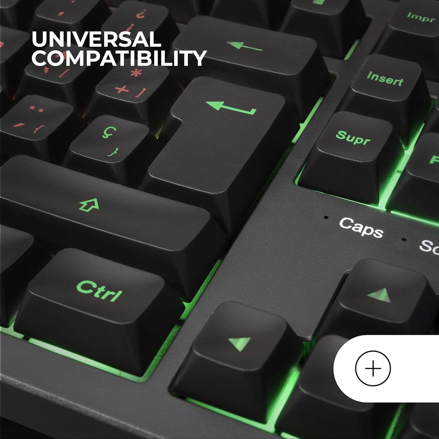 Mars Gaming MK023, Teclado Gaming TKL, Tecnología Híbrida H-Mech, Iluminación FRGB Rainbow, Anti-ghosting, Compatibilidad Universal, Negro, Idioma Español