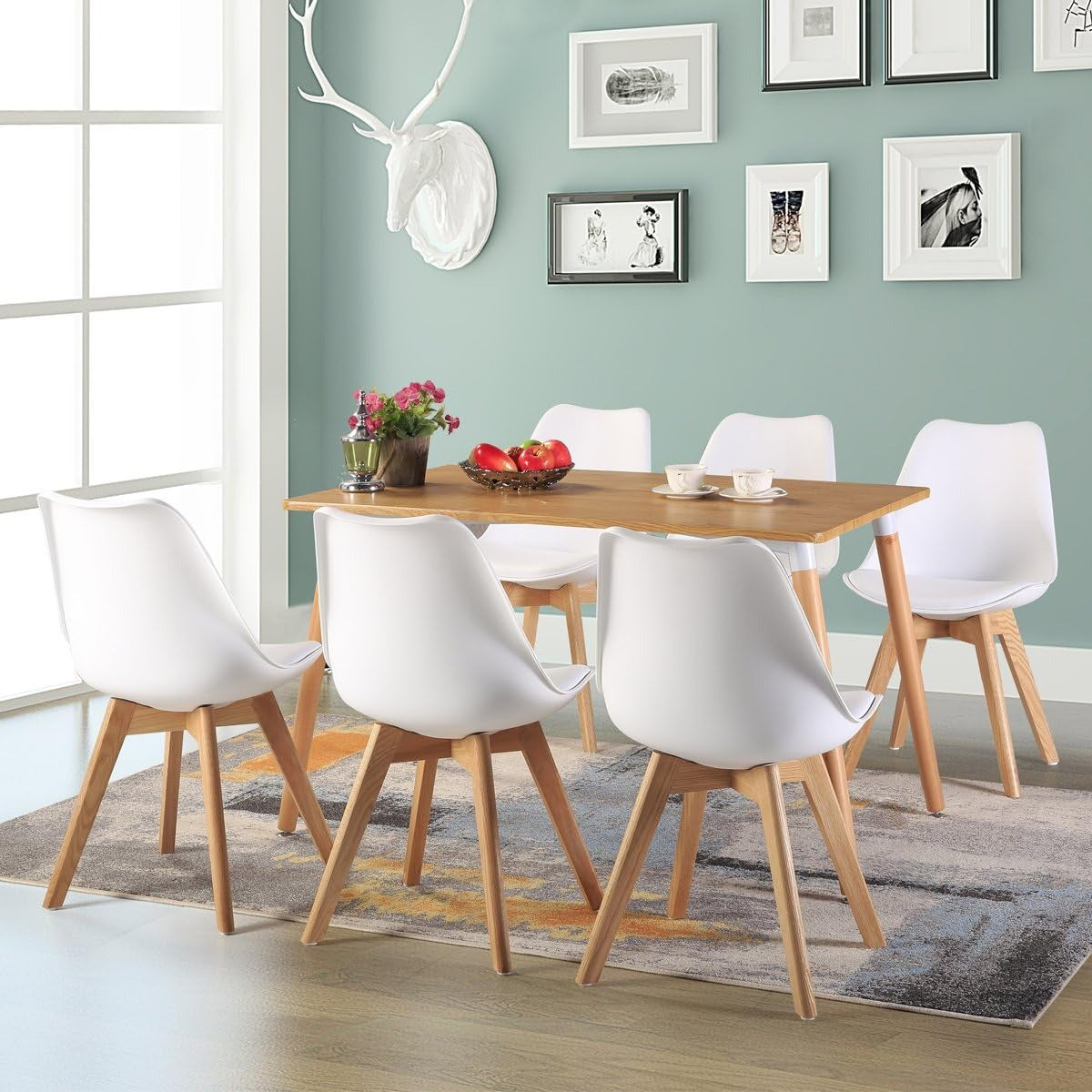 Sillas para Comedor, Sillas de Cocina con Asiento Blando, Tapizado y Patas Resistentes de Madera de Haya