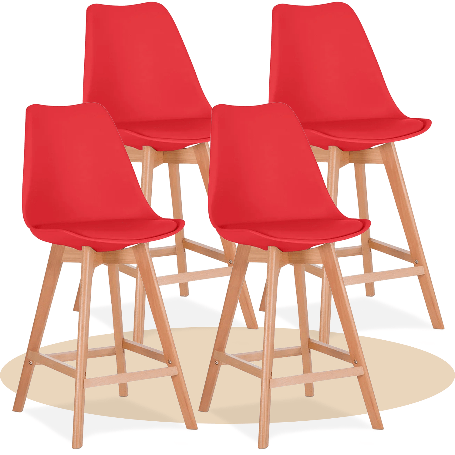 Taburete Alto Cocina con Respaldo, Asiento Blando y Tapizado, Patas Altas Resistentes de Madera de Haya con Reposapiés, Sillas Nórdicas, Ideal para Cocina, Salón, Comedor y Restaurante, 54.5 x 49.5 x 106 cm