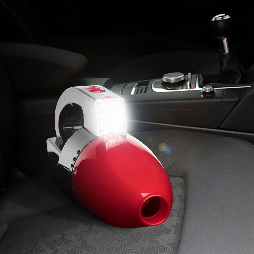 Aspiradora para Coche, Aspirador Portátil con Luz LED, 100W de Potencia, Fuerte Succión, Limpieza en Seco y Húmedo, 1L de Depósito de Residuos, 3 Metros de Cable, Conexión al Enchufe del Coche, 3 Accesorios de Limpieza Incluidos, Ligero