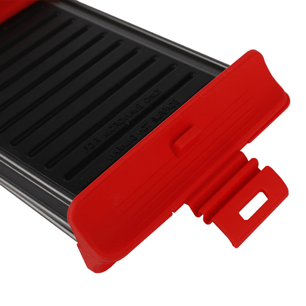 Plancha para Microondas de Acero Antiadherente, Cuenta con Asas y Cierre de Silicona Resistente, Cocción a la Parrilla Fácil y sin Ensuciar, Ideal para Sándwiches, Carnes y Verduras