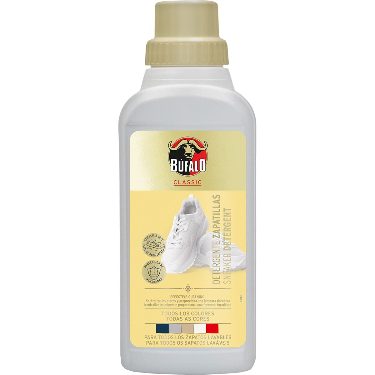 Búfalo Detergente Zapatos, Ideal para Todos los Colores, Limpieza Eficaz, Neutraliza los Olores y Proporciona Frescura Duradera, 500ml