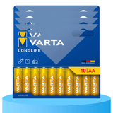 Pilas AA Alcalinas de Alto Rendimiento, VARTA Longlife, Ultra Larga Duración, Energía Continua, Ideal para Controles Remotos, Juguetes Electrónicos, Linternas, Lámparas, Relojes, Cámaras y Otros Dispositivos de Uso Diario - VARTA