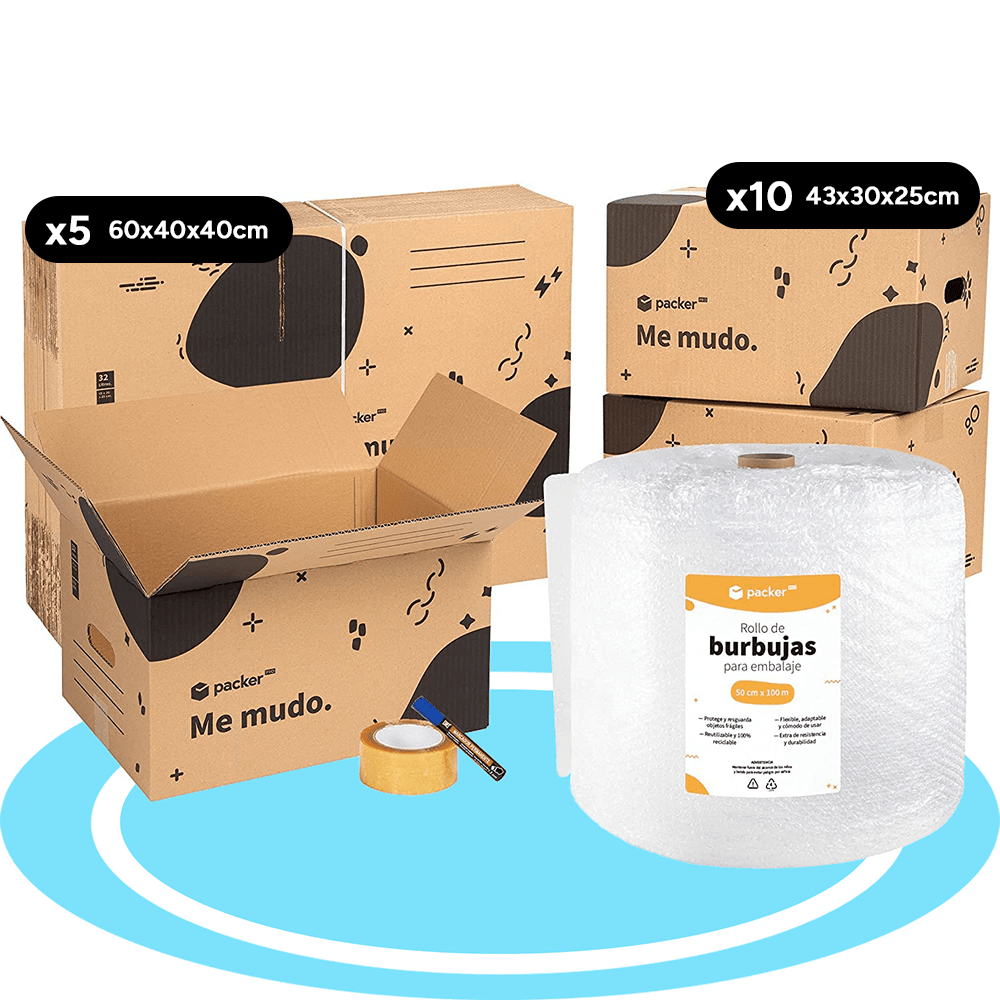 packer PRO Caja Cartón para Mudanzas y Almacenaje Ultra Resistentes con Asas, Cartón Resistente de Máxima Durabilidad, Tamaño Ideal para Mudanzas y Almacenaje de Libros, Objetos y Ropa, Asas Laterales para Manejo Fácil y Seguro