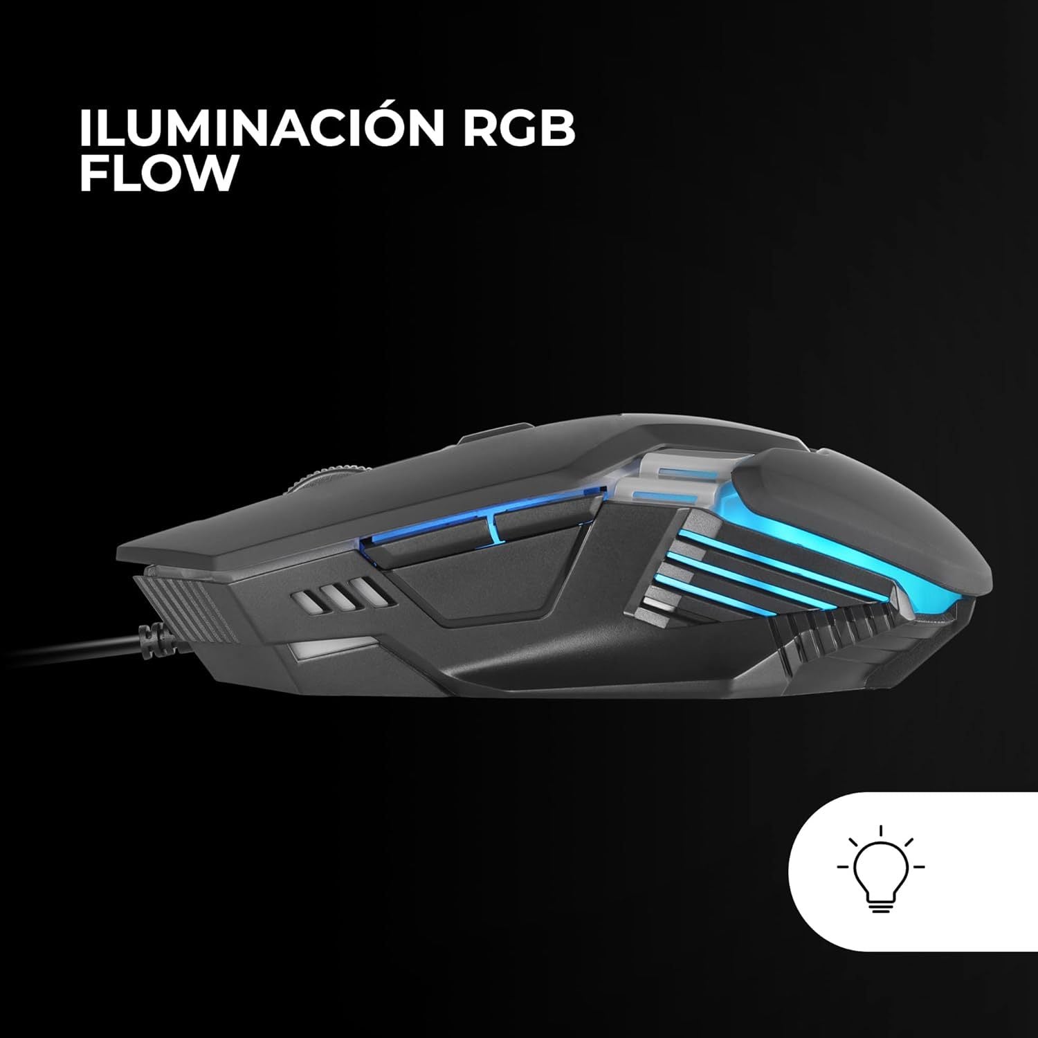 Mars Gaming MM024, Ratón Gaming RGB, Sensor Óptico 4000 dpi, Switches Mecánicos Huano, Iluminación RGB Flow, Ajuste On-The-Fly 1200/2400 / 3200/4000 dpi, Compatibilidad Multiplataforma, Negro