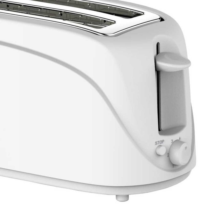 Tostadora de Pan de Molde de 4 Rebanadas, 6 Niveles de Tostado, Botón de Parado, Capacidad para 4 Rebanadas, Ranura de Acero Inoxidable, Bandeja Recogemigas, 220V-240V/50Hz, 1300W