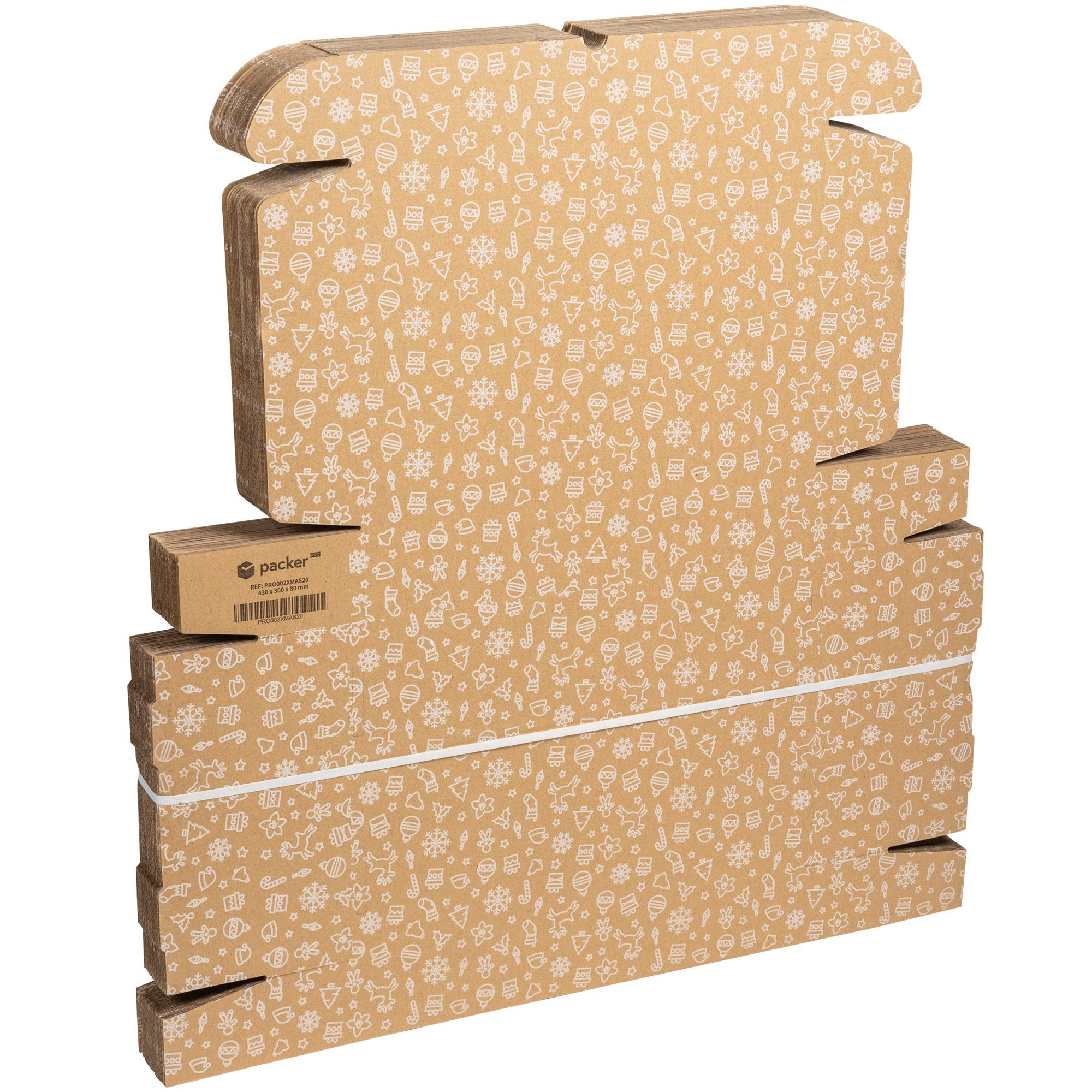 packer PRO Caja Cartón Envío Navidad, Caja Cartón Navidad Automontable de Cartón Kraft, Caja Regalo