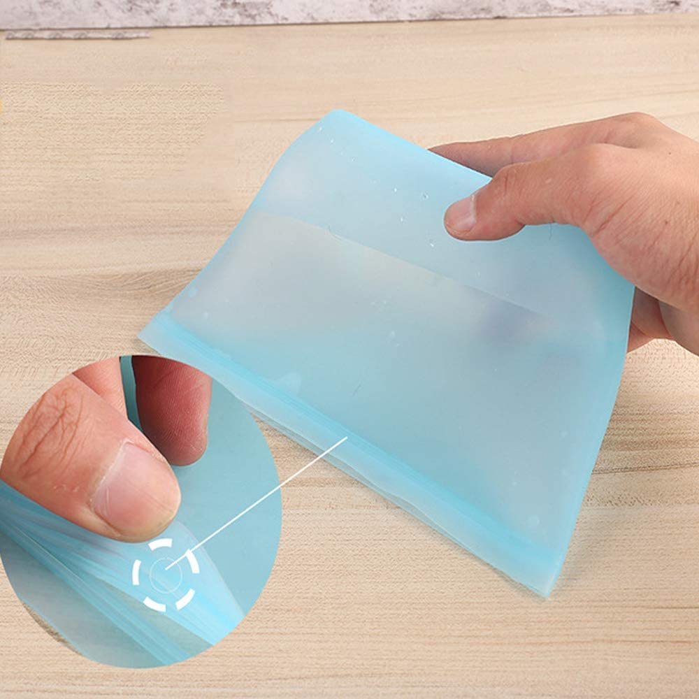 Set 8 Bolsas Reutilizables de Silicona con Ciere Hermético tipo Cremellera, Resistentes al Calor y al Frío, Fáciles de Lavar a Mano o en el Lavaplatos, Ideal para Viaje y Momentos Fuera de Casa, Medidas: 15×2,3×7,5cm - 17×3,5×13,5cm - 13x6x10,5cm - 15