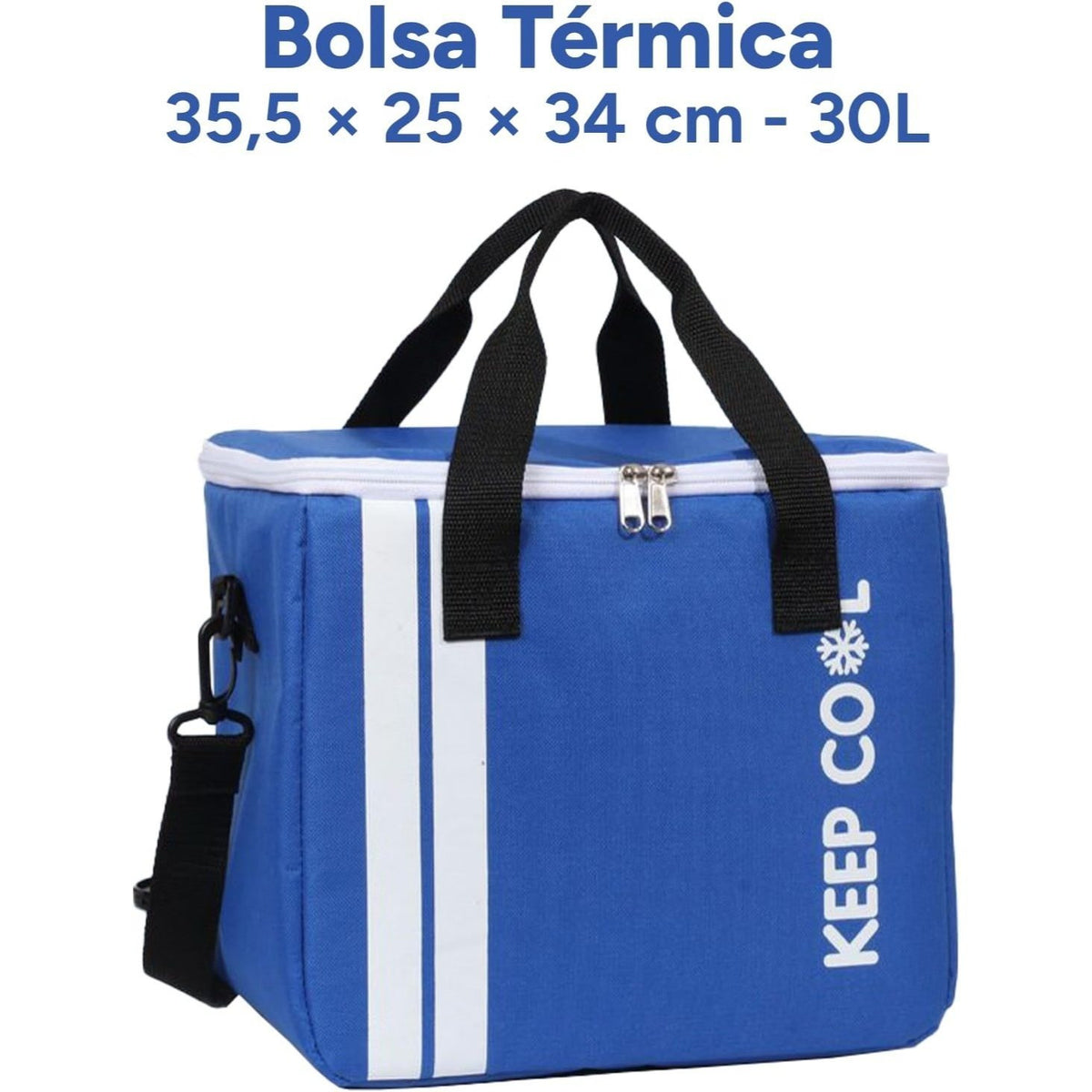 Bolsa Térmica Comida de 30L de Capacidad, Bolsa Aislamiento Isotérmico Hermética, Resistente y Espaciosa, ideal para Picnic, Playa, Camping y Excursión, Azul