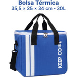 Bolsa Térmica Comida de 30L de Capacidad, Bolsa Aislamiento Isotérmico Hermética, Resistente y Espaciosa, ideal para Picnic, Playa, Camping y Excursión, Azul