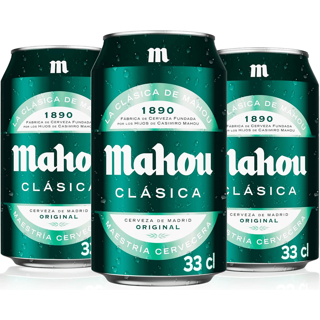 Mahou Clásica, Cerveza 24 Latas de 330ml, Cerveza Dorada Lager, Sabor Suave, 4,8% Volumen de Alcohol