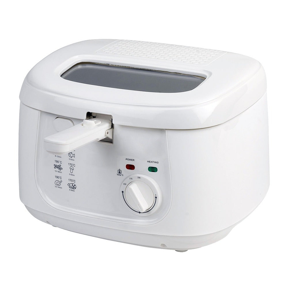 Freidora de Aceite, Freidora Eléctrica con 2,5 Litros de Capacidad, Ventana Superior, Termostato Regulable, Cesta con Mango Abatible, Desmontable para facitilar la Limpieza, Selector de Temperatura: 0ºC-190ºC, Tamaño Compacto, 1,800 W