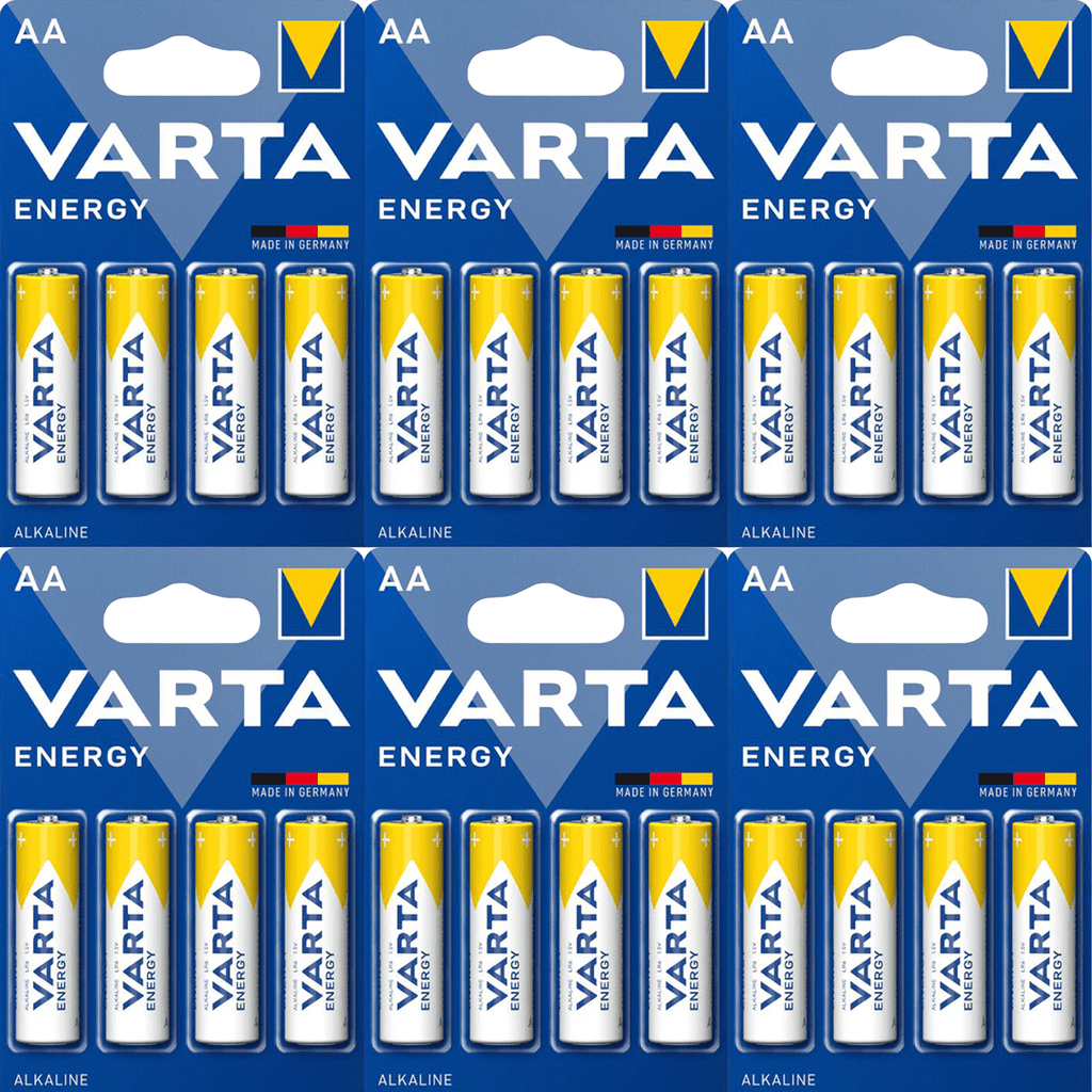 Pilas AA Alcalinas de Alto Rendimiento, VARTA Energy, Larga Duración, Energía Continua, Ideal para Controles Remotos, Juguetes Electrónicos, Linternas, Lámparas, Relojes, Cámaras y Otros Dispositivos de Uso Diario - VARTA
