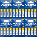 Pilas AA Alcalinas de Alto Rendimiento, VARTA Energy, Larga Duración, Energía Continua, Ideal para Controles Remotos, Juguetes Electrónicos, Linternas, Lámparas, Relojes, Cámaras y Otros Dispositivos de Uso Diario - VARTA
