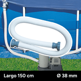 Manguera de Bomba Piscina de 150 cm y 38 mm de Diámetro, Compatible con Depuradoras de Cartucho, Arena y Cloradores Salinos con Conexión de 38mm, Fabricada en Plástico de Alta Resistencia y Duración, Dispone de Conexiones en Ambos Extremos