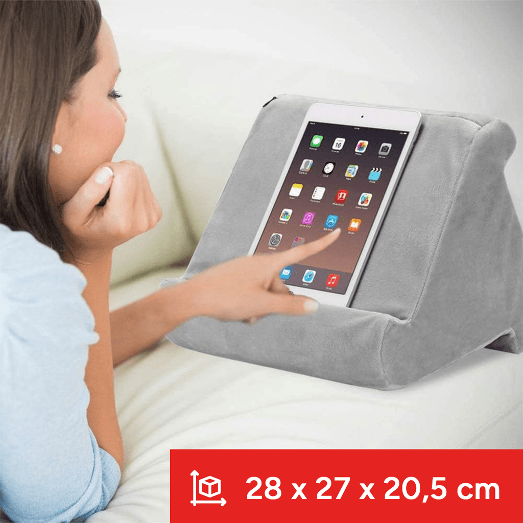 Soporte para Tablet y Móvil de 3 Ángulos para Adaptarse a Cualquier posición y lugar, Soporte Estable Hecho de Goma Espuma con Tejido Muy Suave, 28 x 27 x 20,5 cm