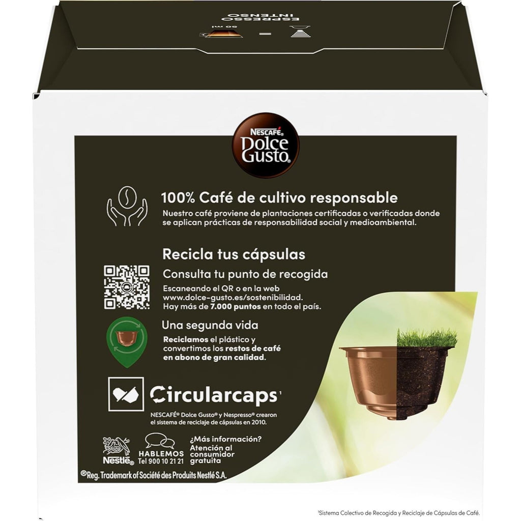 Nescafé Dolce Gusto Cápsulas Café Espresso Intenso, Intensidad 7, Especiado y Con Cuerpo, 96 Cápsulas