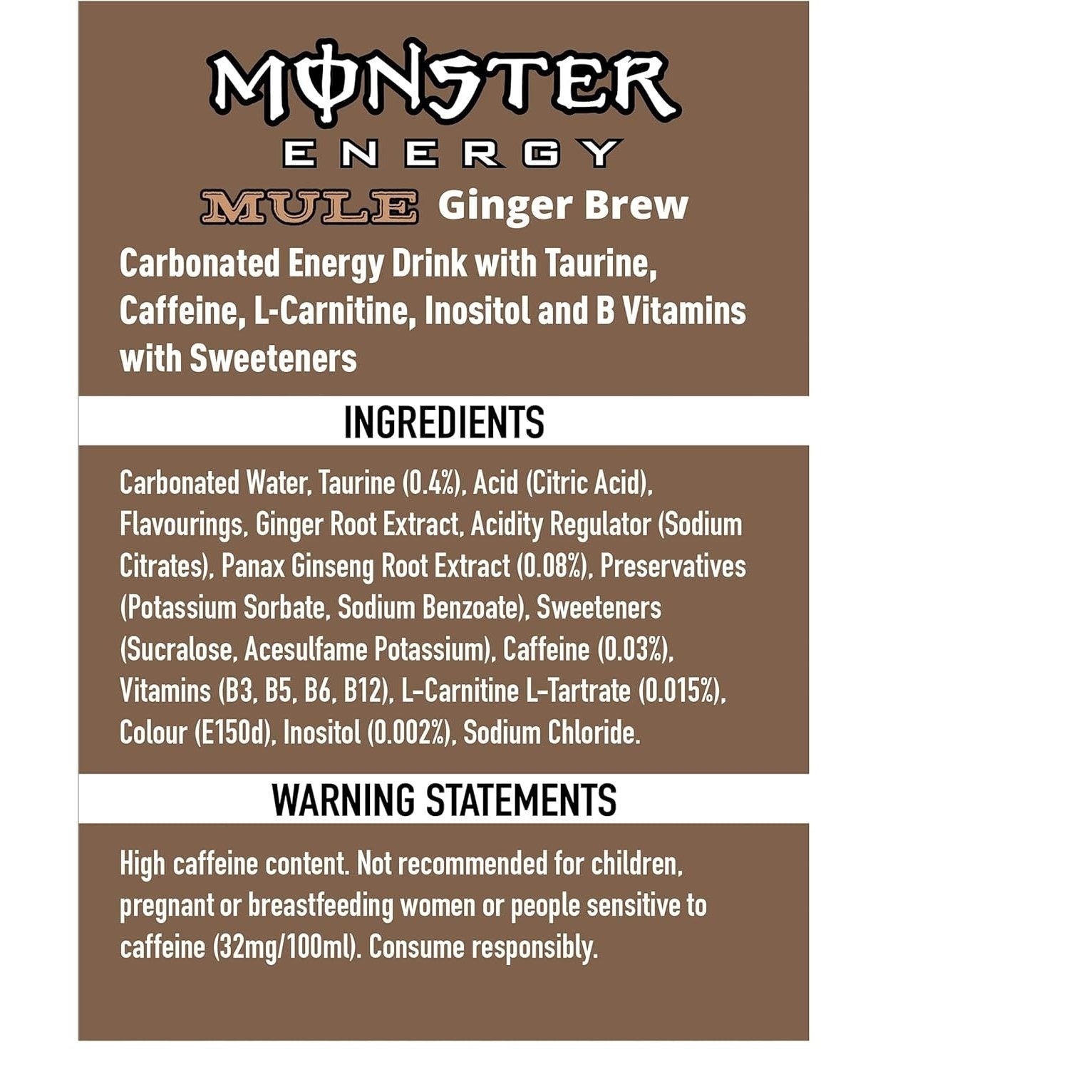 MONSTER ENERGY Bebida Energética, Refresco Energético, Pack 12/24 Latas de 500ml