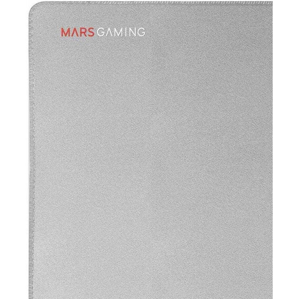 Mars Gaming MMPXL, Alfombrilla Gaming XL 800x360mm, Superficie Nanotextil, Goma Antideslizante, Bordes Reforzados, Flexible y Resistente, Apta para Ratón Óptico y Láser, Blanco Plata