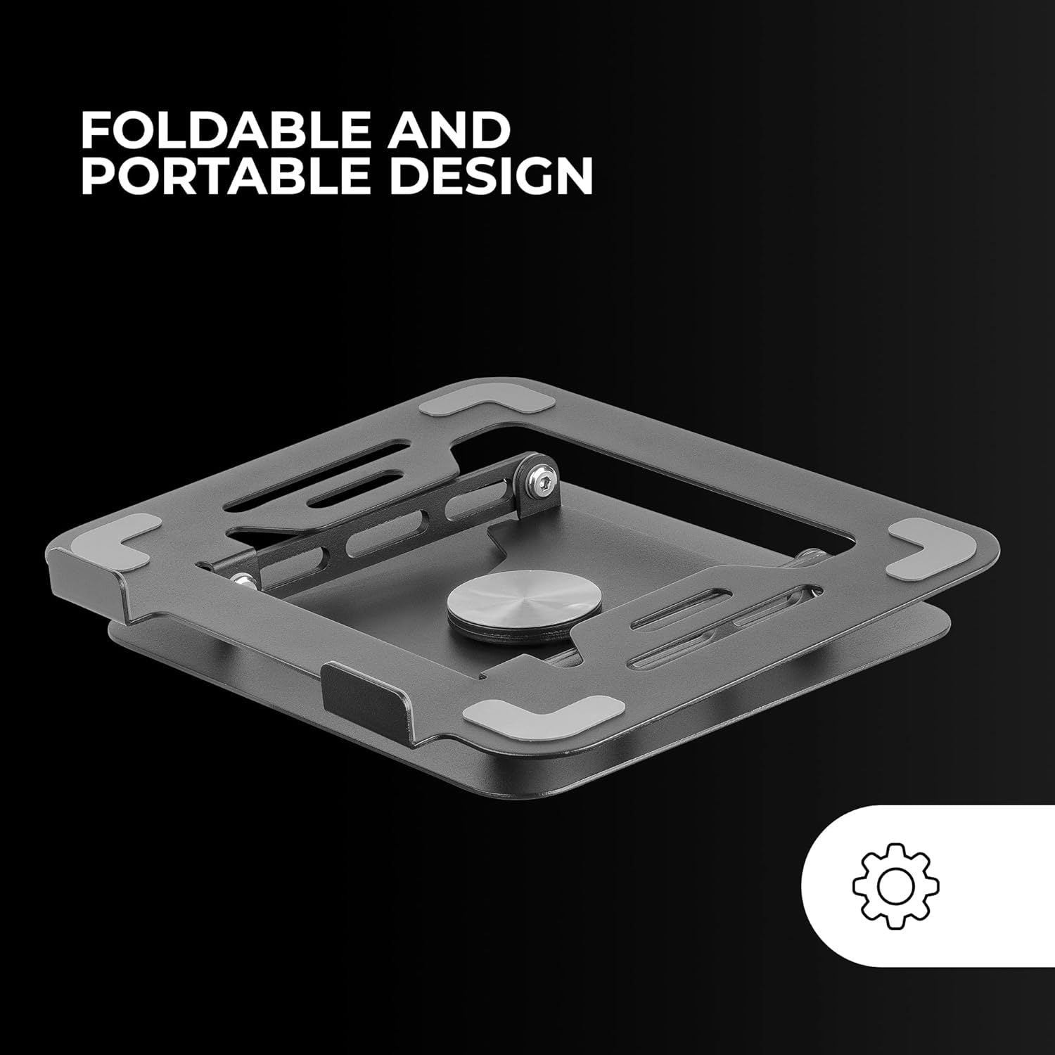 Mars Gaming MA-RSN, Soporte para Portátiles y Tablets hasta 17", Ajuste en Altura + Inclinación + Rotación 360º, Stand Estructura Acero, Almohadillas Antideslizantes, Diseño Plegable Portátil, Negro
