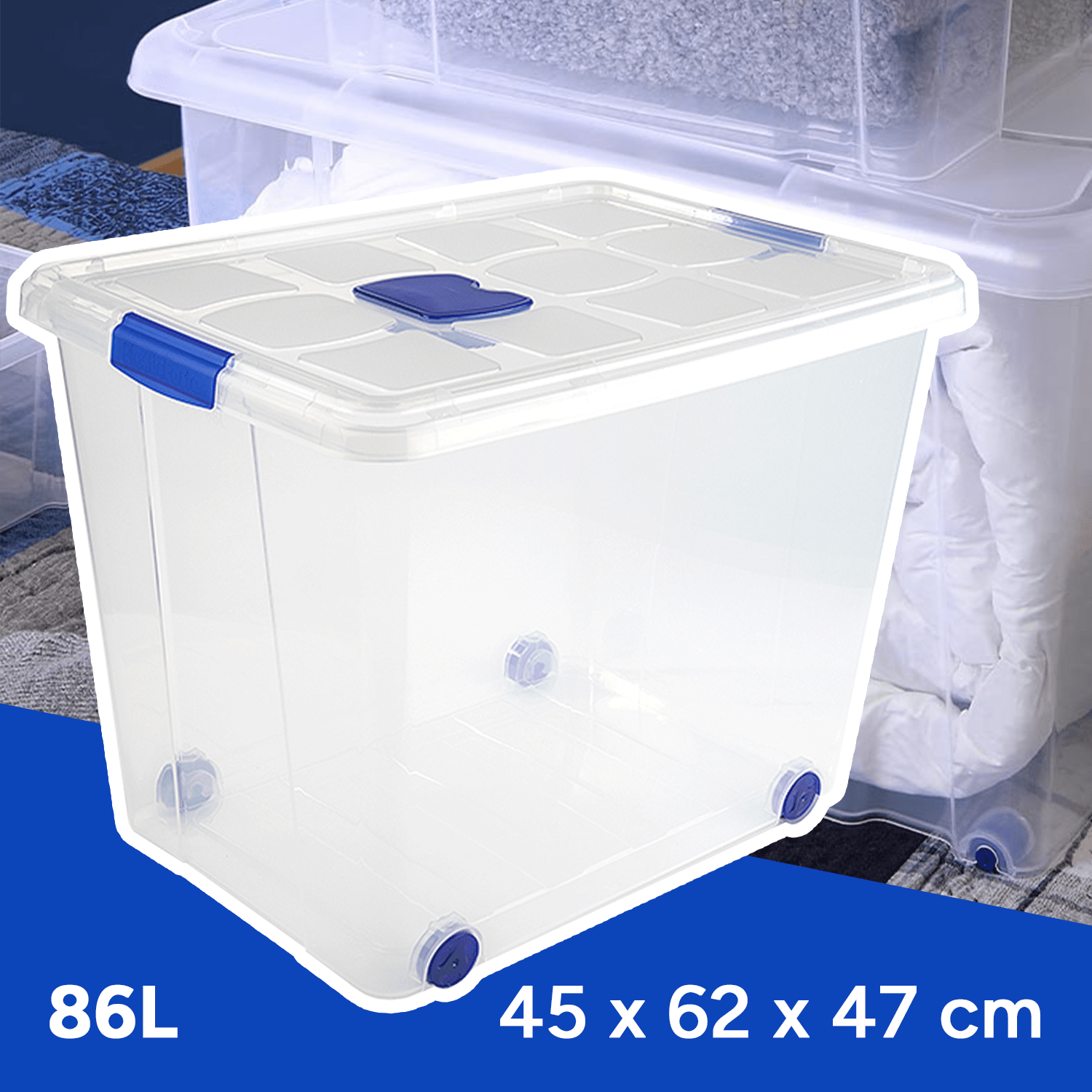 Caja Almacenamiento plástico para Guardar y Ordenar Juguetes, Libros, Documentos, Ropa, Mantas. Cierre Hermético, Gran Capacidad y Resistencia