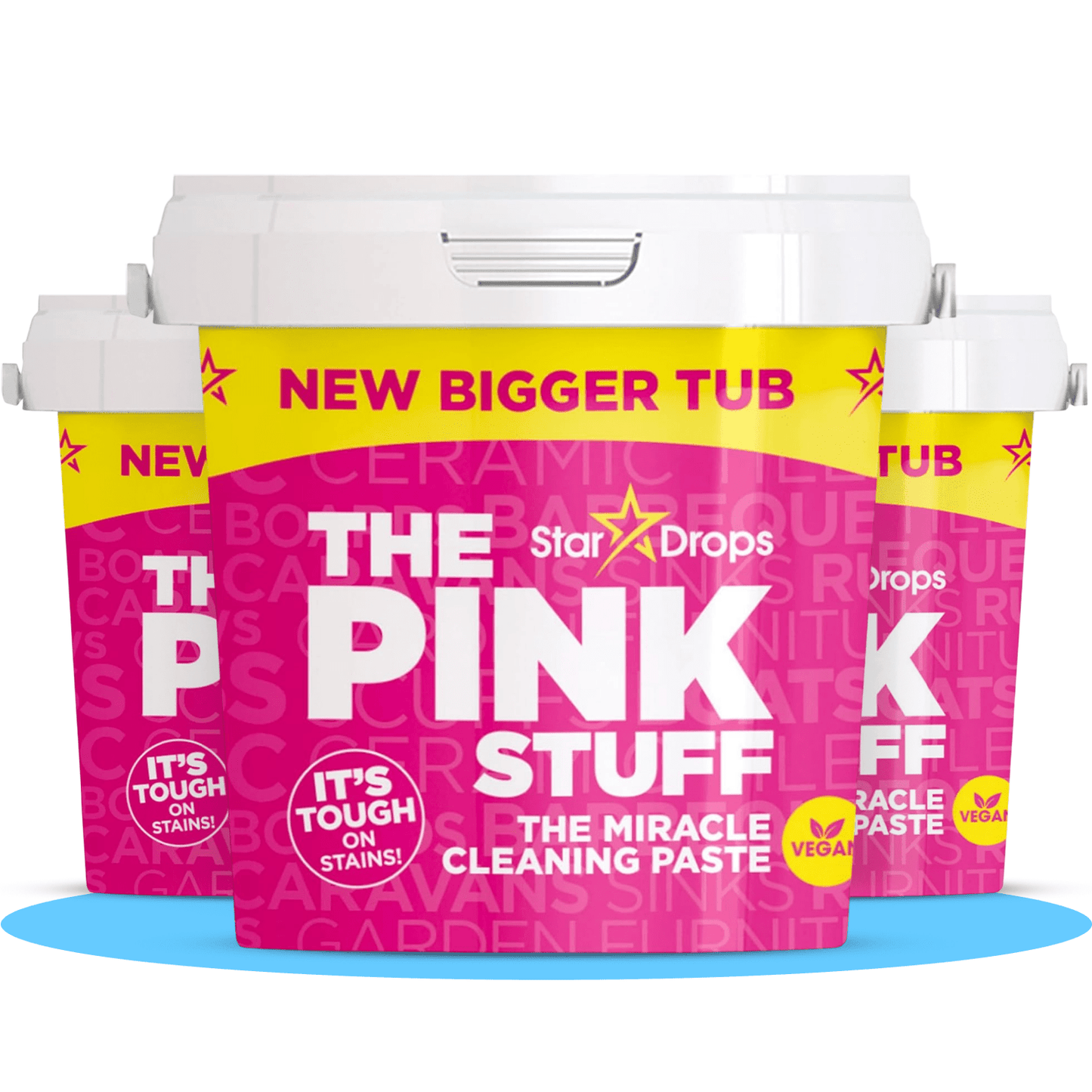 The Pink Stuff Limpieza Hogar Pasta Limpiadora Multiusos ideal para Eliminar Manchas, Grasa y Suciedad, Eficaz y Concentrado, Fácil Aplicación, 3 Unidades de 850gr