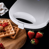 Gofrera Eléctrica, Plancha para Waffles de 750w, Tostadora con Revestimiento Antiadherente de Fácil Limpieza, Indicador LED, Exterior Frío al Tacto, Patas de Plástico Antideslizantes
